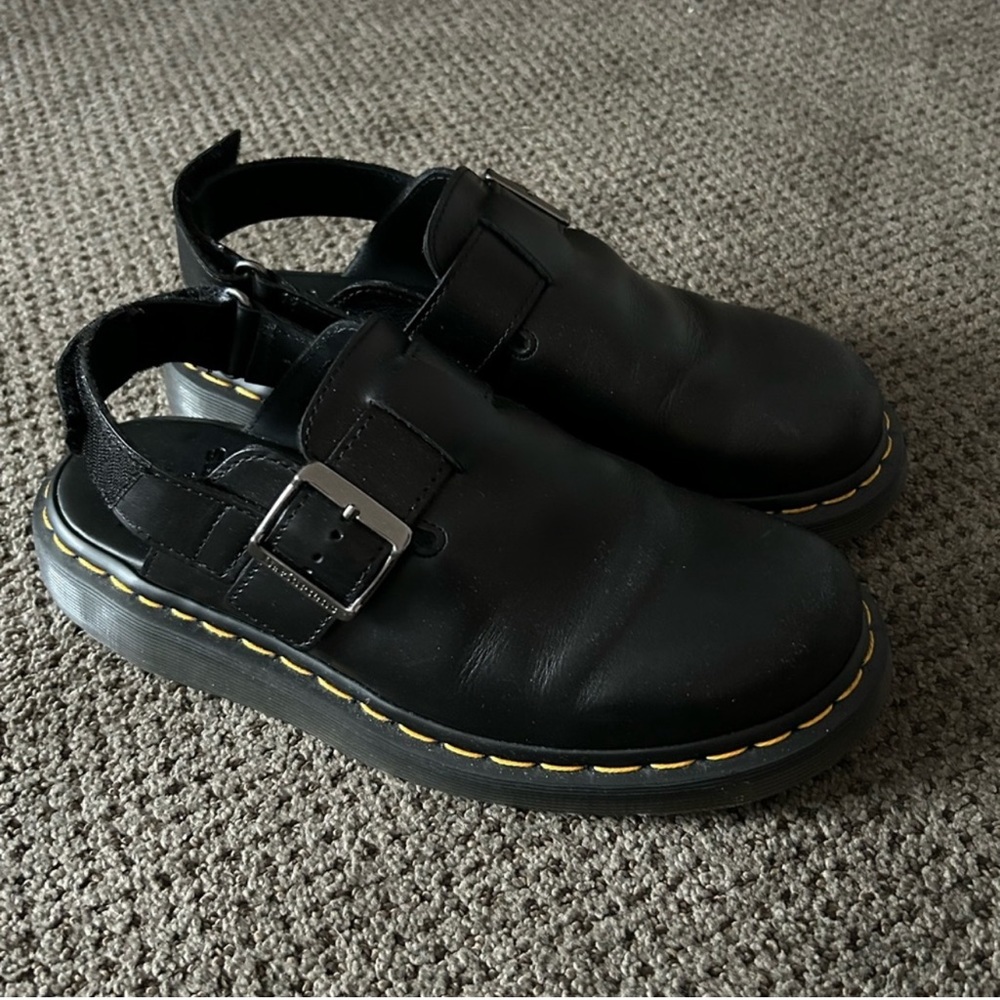 Dr Martens Black Leather Jorge Mules. Womens size 9.